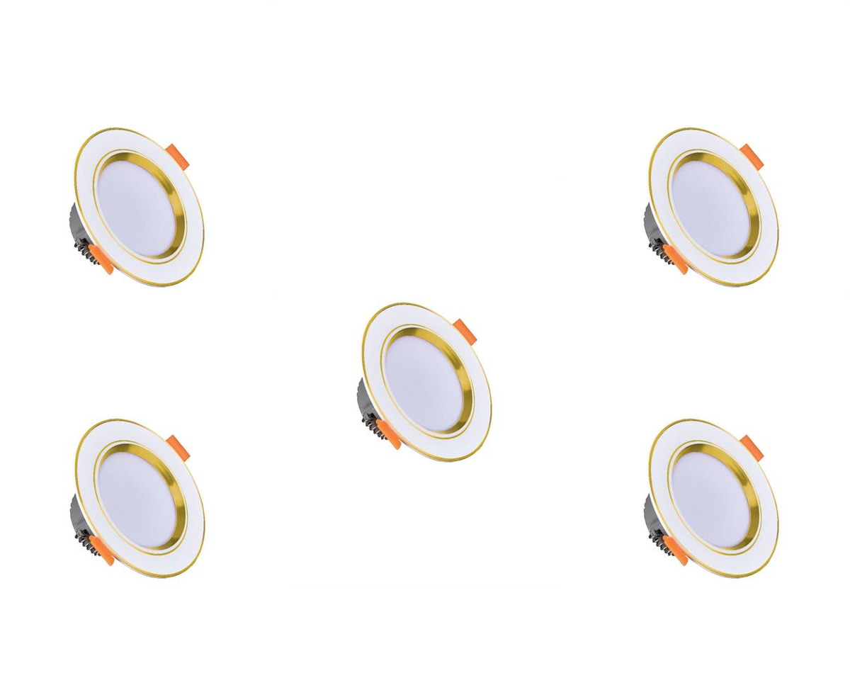 Dekoratif Camlı Paneller  5 Watt Gold Kasa Dekoratif Downlight - 5 Adet