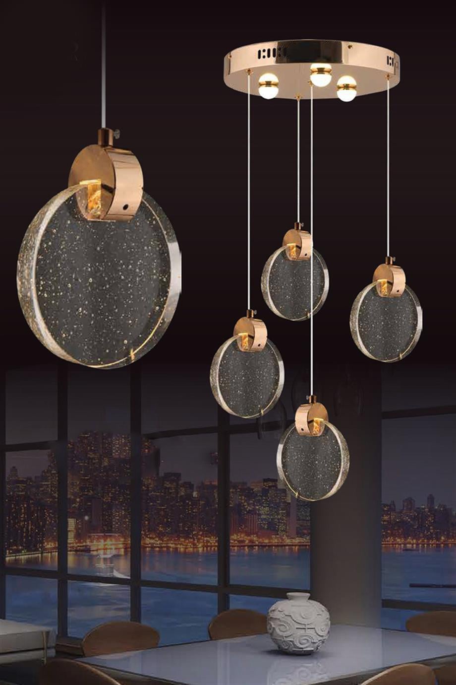 Avizeler  5W 4'lü Gold Sarkıt Led Avize