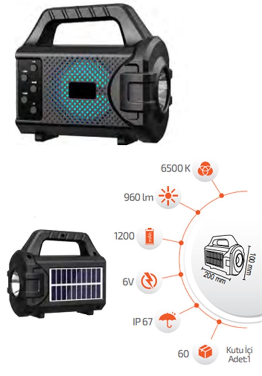 Solar Ürünler  60W Solar Radyolu Fener