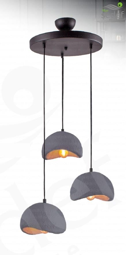 Sarkıt Avize 3'lü Sarkıt Avize Antrasit Modern Rustik Tasarım Beton Sarkıt Avize Antrasit