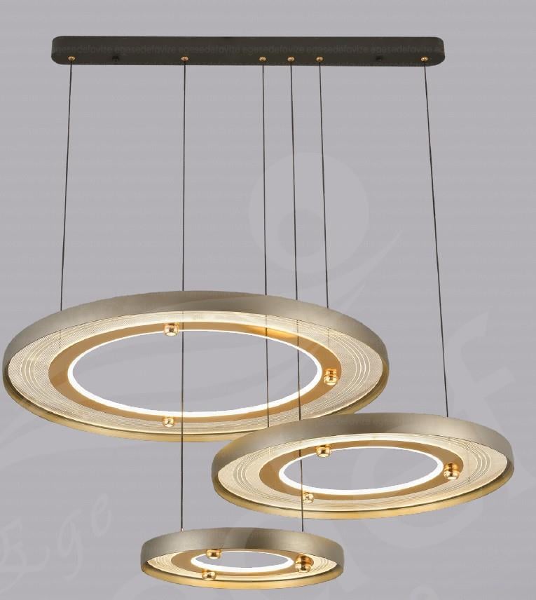 Modern Avize Gold Kaplama Modern Avize 3lü Gold Kaplama Modern Avize 3lü