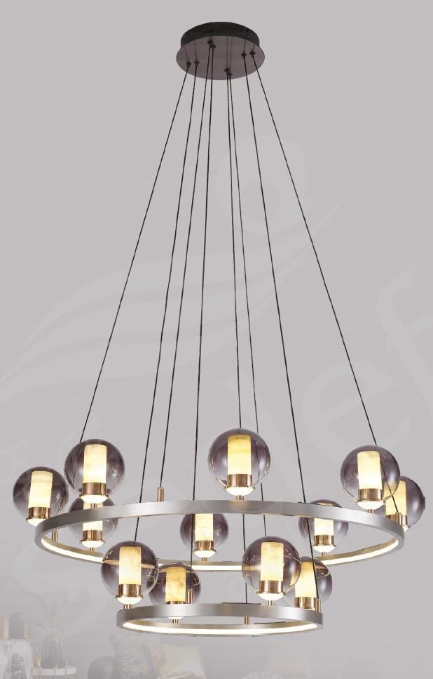 Modern Avize Gümüş Yuvarlak 2 Katlı Modern Avize  Gümüş Yuvarlak 2 Katlı Modern Avize 