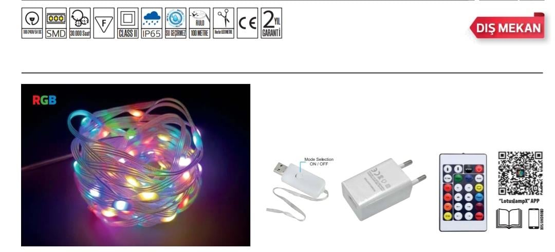 Şerit Led HOROZ FAIRY-10 RGB LED SETİ ANİMASYONLU 10 METRE USB UYGULAMA KONTROL HOROZ FAIRY-10 RGB LED SETİ ANİMASYONLU 10 METRE USB UYGULAMA KONTROL