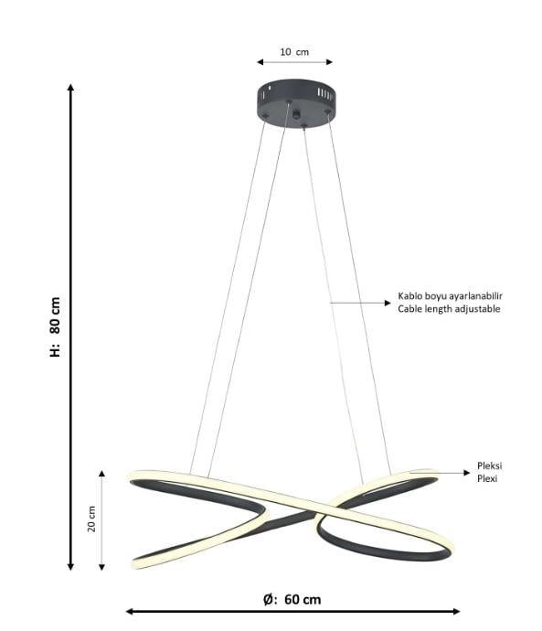 Ledli Avize  Koyu Gri Kaplama Ledli Avize Lambasan Koyu Gri Kaplama Ledli Avize