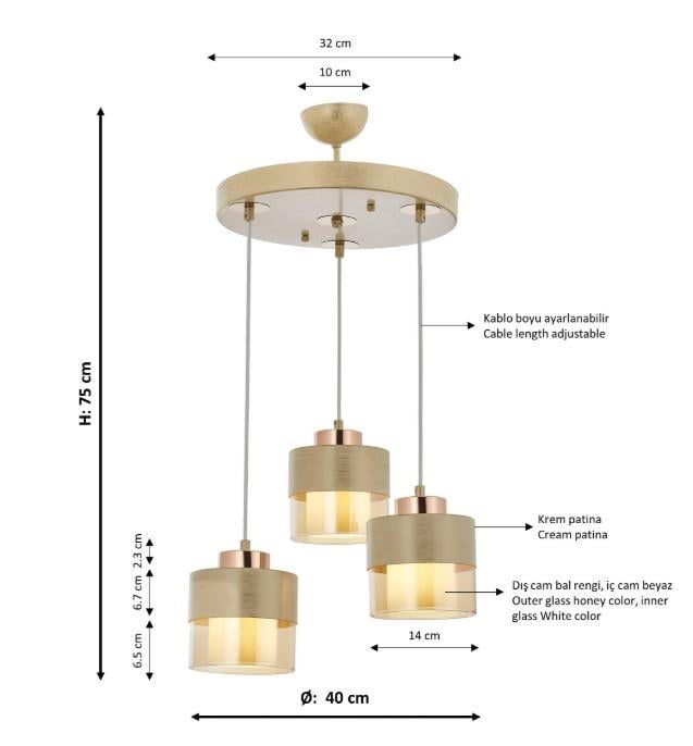 Modern Avize Krem Boyalı Modern Avize Lambasan Krem Boyalı Modern Avize