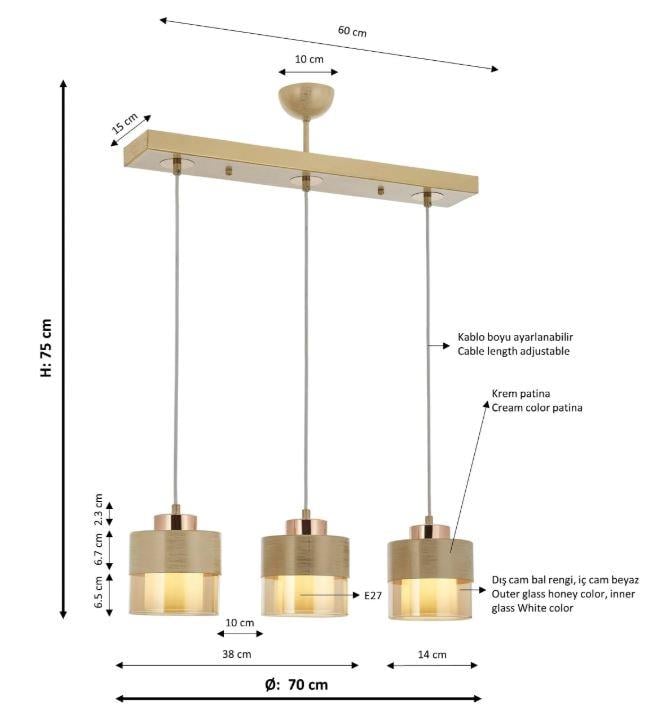 Modern Avize Krem Boyalı Modern Avize Lambasan Krem Boyalı Modern Avize
