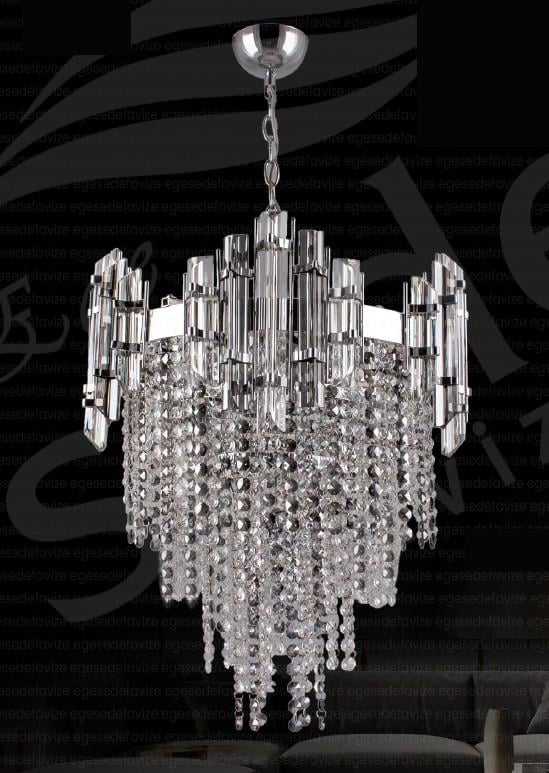 Kristal Avize Krom Kristal Sarkıt Avize Modern Lüks Salon Avizesi Modern Luxury Kristal Taşlı Avize