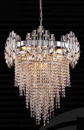 Kristal Avize Krom Kristal Sarkıt Avize Modern Lüks Salon Avizesi Modern Luxury Kristal Taşlı Avize