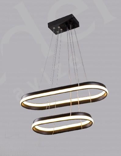 Ledli Avize  Modern 2'li Halkalı LED Avize Siyah| Lüks Sarkıt Avize Modeli Modern 2'li Halkalı Sarkıt LED Avize