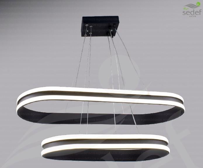 Ledli Avize  Modern 2'li Halkalı LED Avize Siyah| Lüks Sarkıt Avize Modeli Modern 2'li Halkalı Sarkıt LED Avize