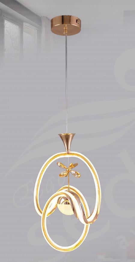 Ledli Avize  Modern Gold LED Sarkıt Avize Halka Tasarım Dekoratif Avize Modern LED Sarkıt Halka Tasarım Avize Gold