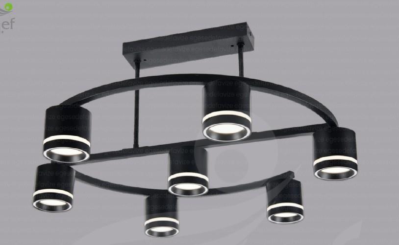 Plafonyer Avize Modern LED Plafonyer – Siyah 7'li Modern LED Plafonyer Tavan Avizesi