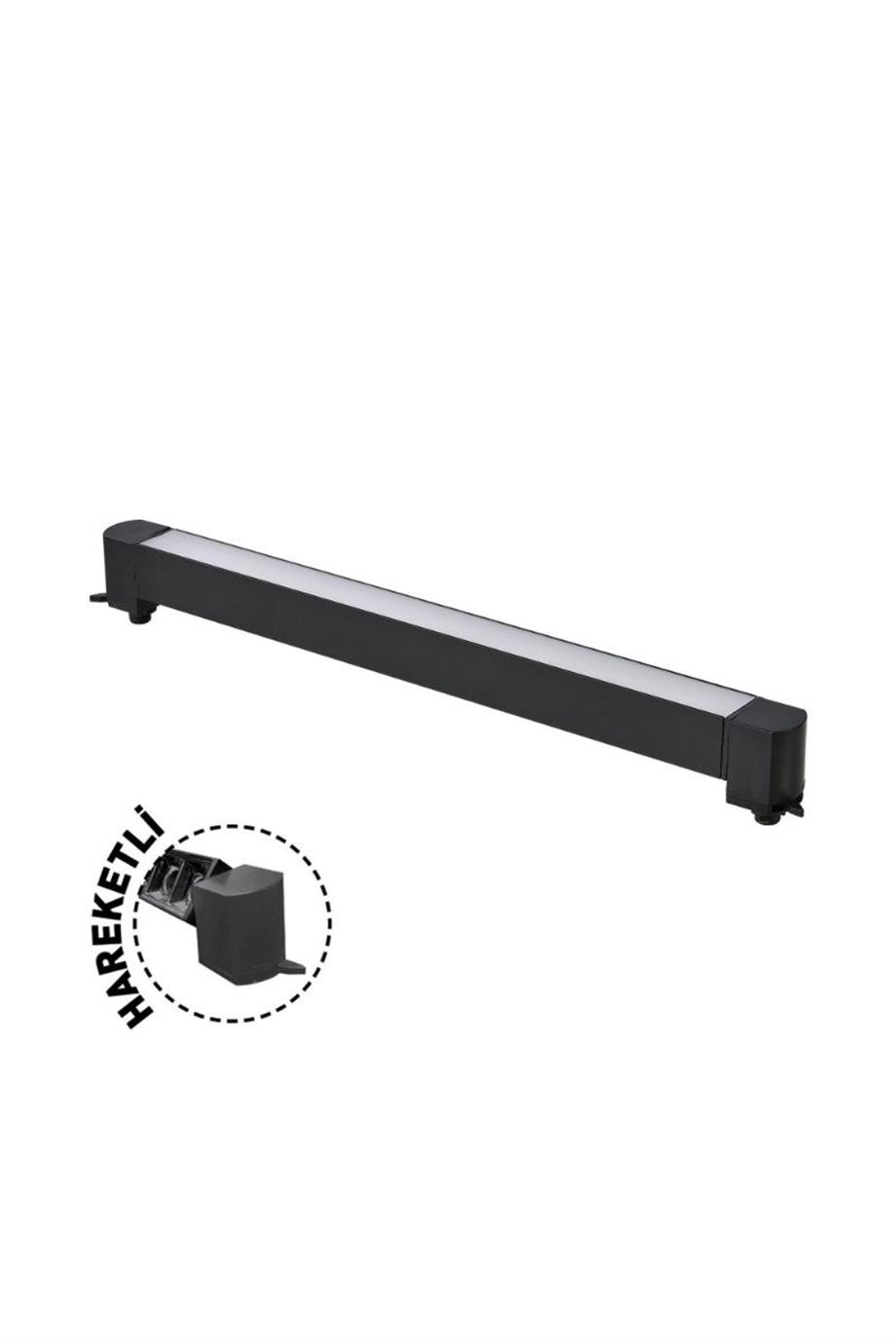 Ray Armatürleri ve Aksesuarlar Sıva Üstü Satürn - Lambasan Siyah Kasa Opak Difüzörlü Ray Armatürü