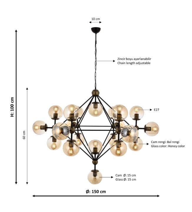 Modern Avize Siyah Boyalı Modern Avize Lambasan Siyah Boyalı Modern Avize
