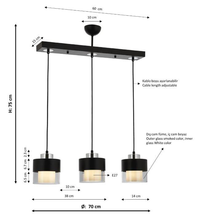 Modern Avize Siyah Boyalı Modern Avize Lambasan Siyah Boyalı Modern Avize