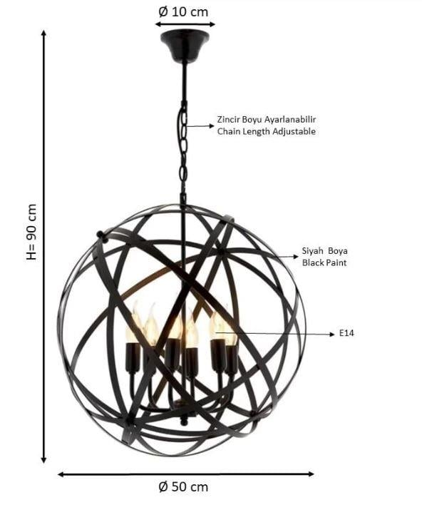 Sarkıt Avize Siyah Boyalı Sarkıt Avize Lambasan Siyah Boyalı Sarkıt Avize