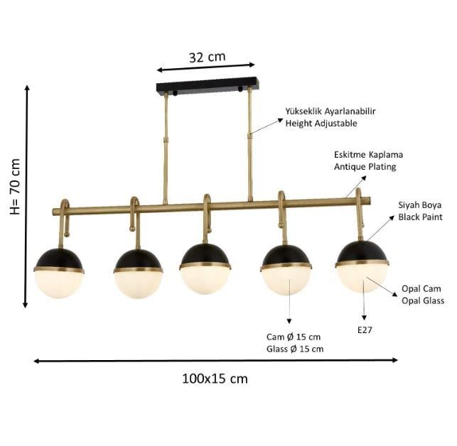 Retro Avize Siyah Boyalı ve Eskitme Kaplama Retro Avize Lambasan Siyah Boyalı ve Eskitme Kaplama Retro Avize