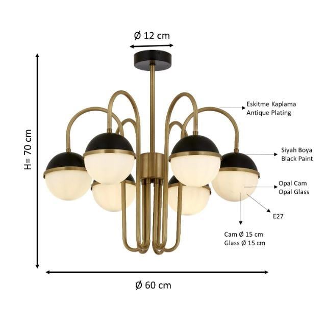 Retro Avize Siyah Boyalı ve Eskitme Kaplama Retro Avize Lambasan Siyah Boyalı ve Eskitme Kaplama Retro Avize