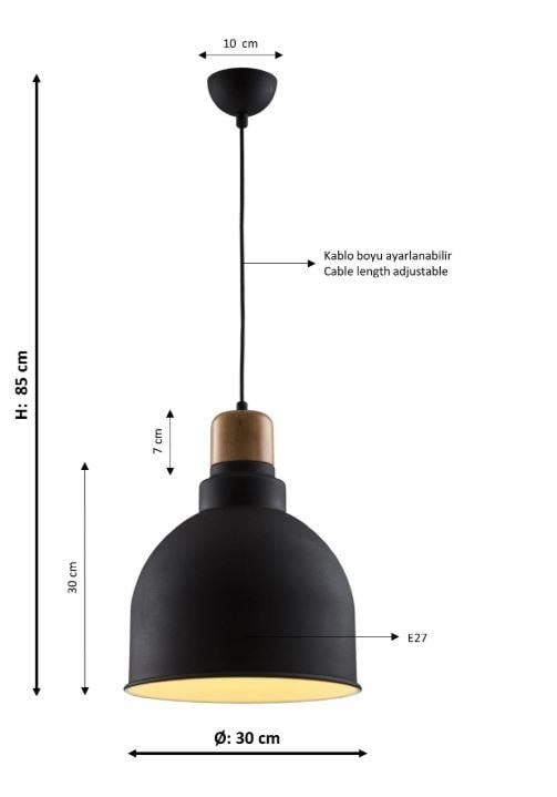 Sarkıt Avize Siyah Sarkıt Avize Lambasan Siyah Sarkıt Avize
