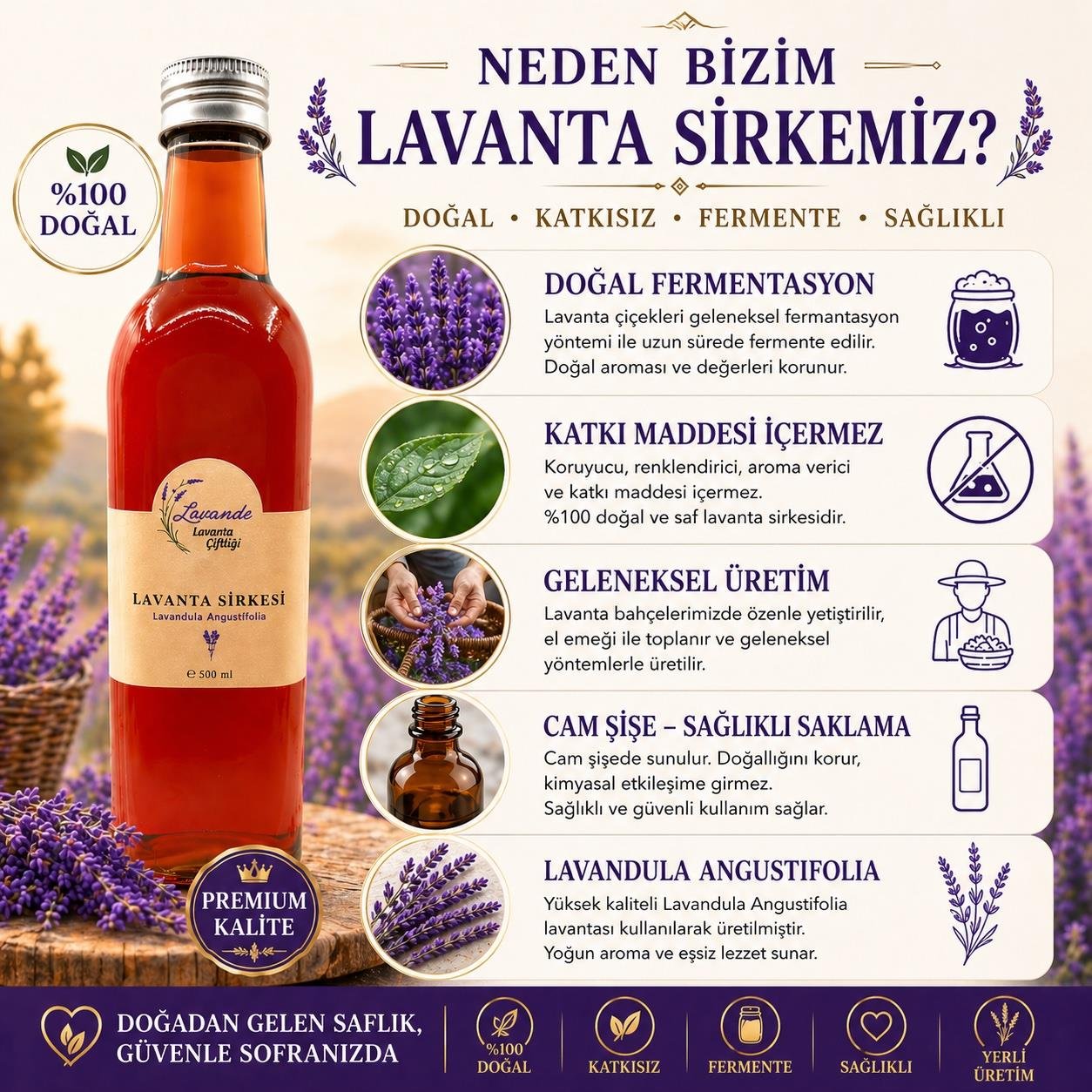 Doğal Lavanta Sirkesi 500 ml