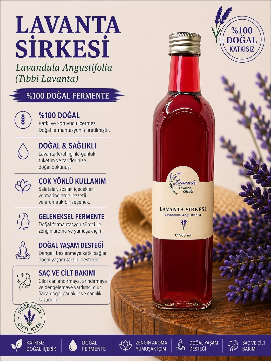 Doğal Lavanta Sirkesi 500 ml