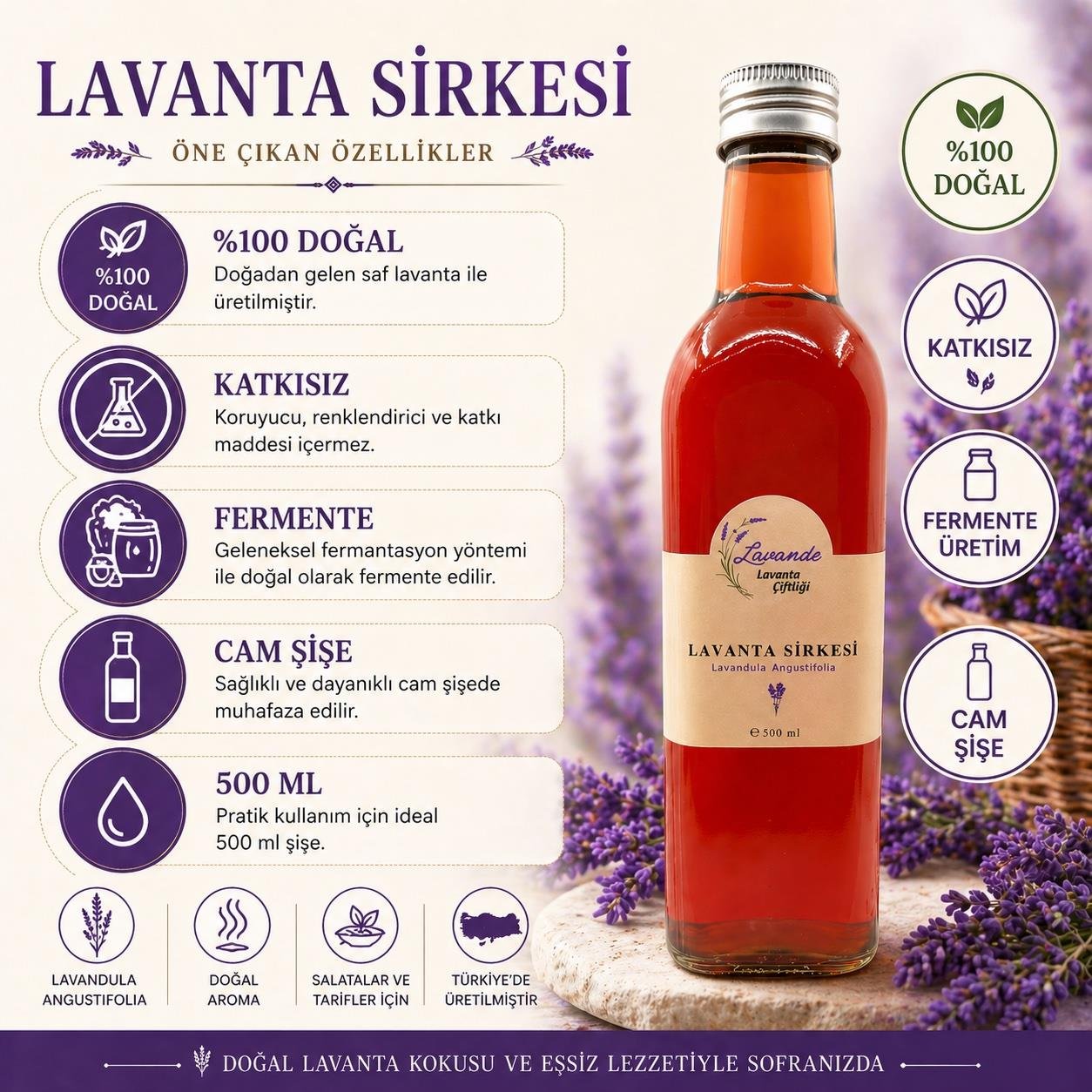 Doğal Lavanta Sirkesi 500 ml