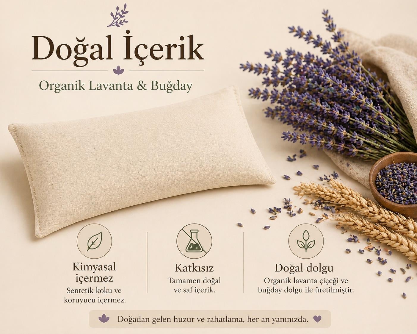 Lavanta Dolgulu Göz Yastığı-Bej