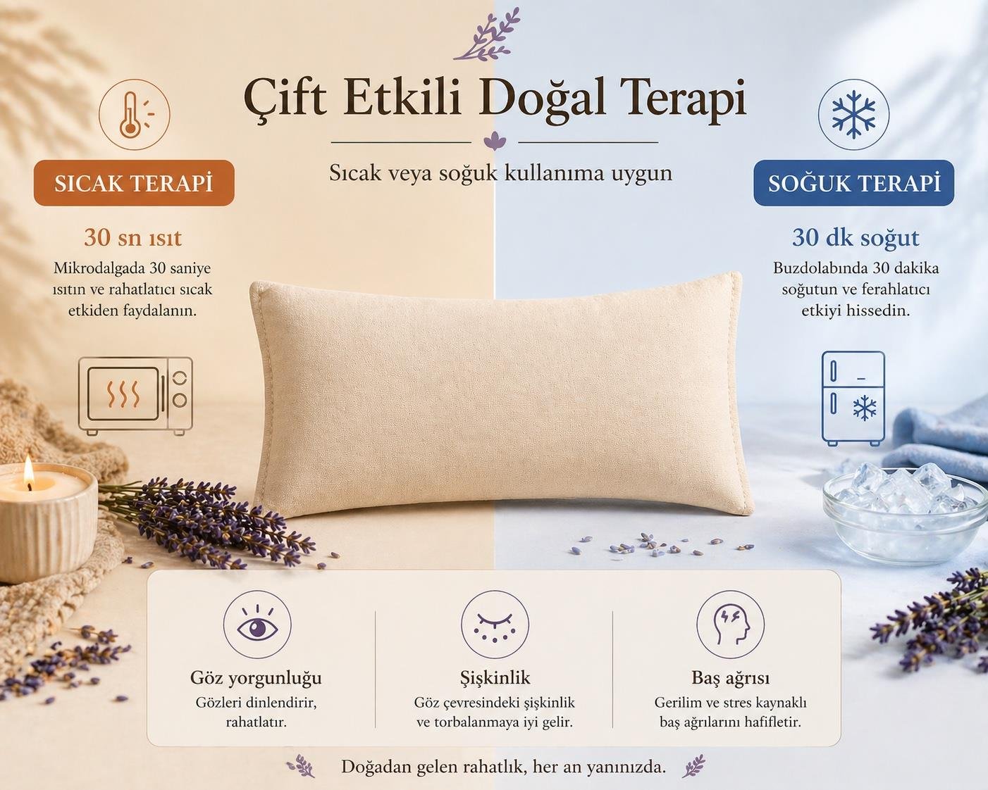Lavanta Dolgulu Göz Yastığı-Bej