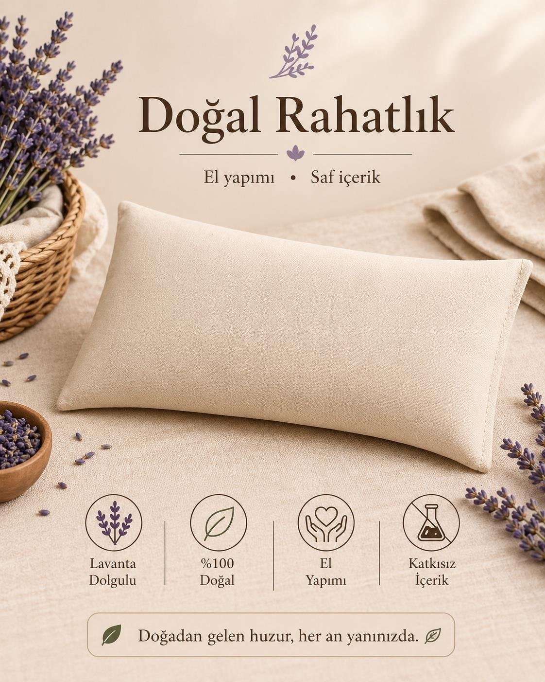 Lavanta Dolgulu Göz Yastığı-Bej