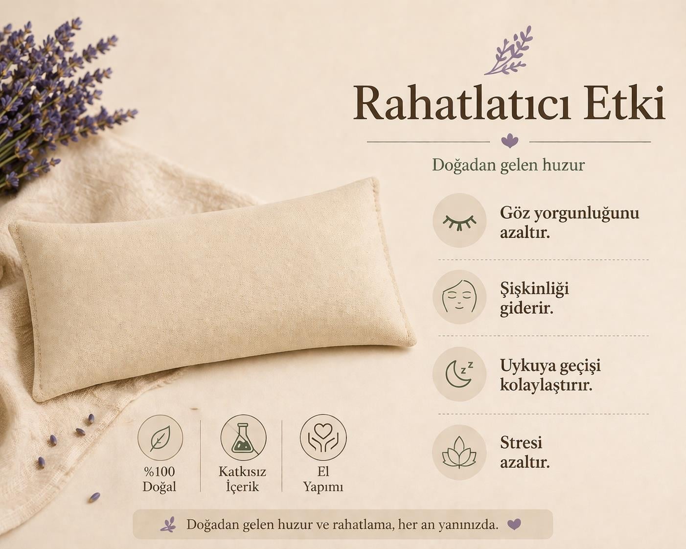 Lavanta Dolgulu Göz Yastığı-Bej