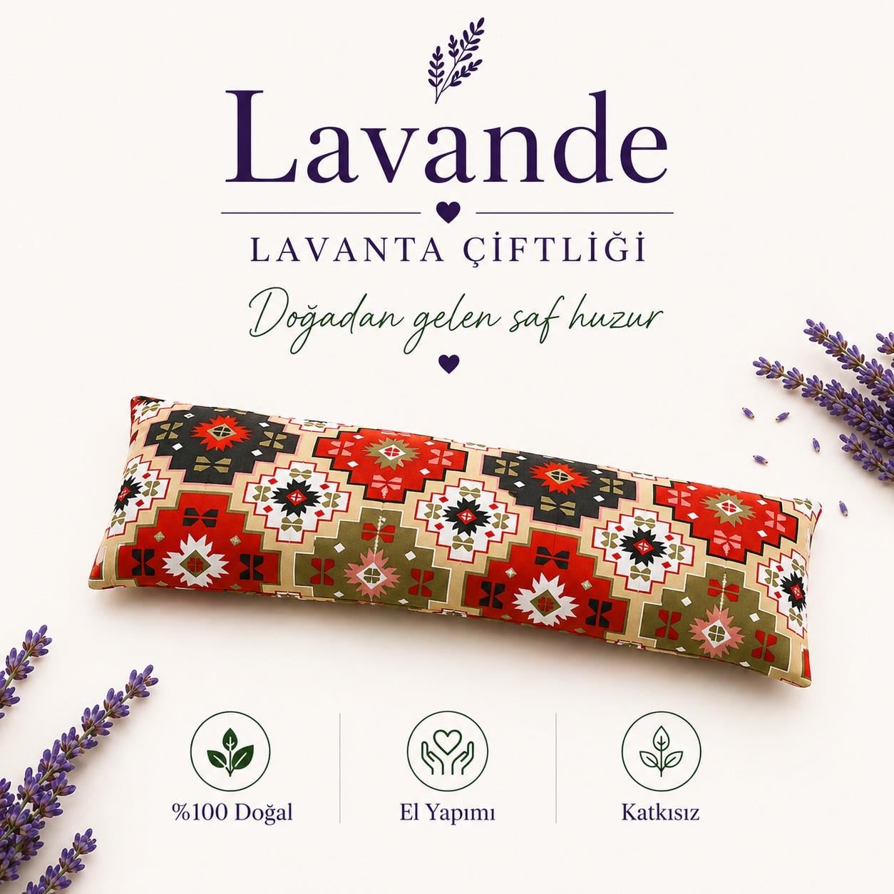 Lavanta Dolgulu Göz Yastığı - Etnik Desenli