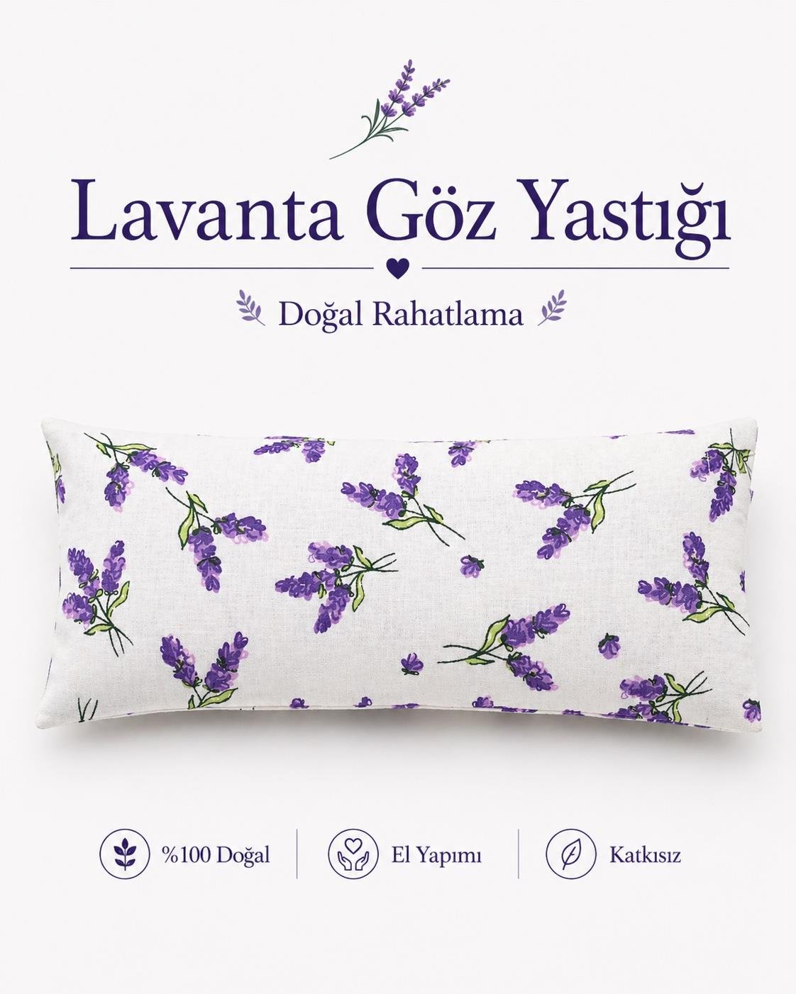 Lavanta Dolgulu Göz Yastığı - Lavanta Desenli
