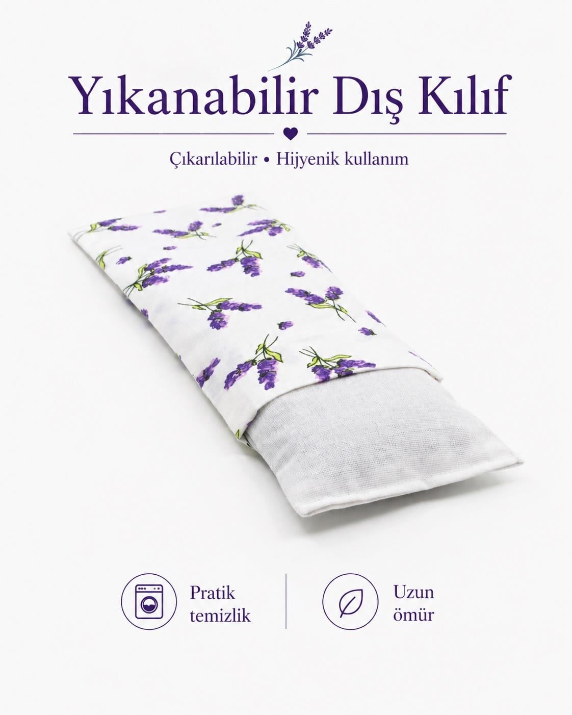 Lavanta Dolgulu Göz Yastığı - Lavanta Desenli