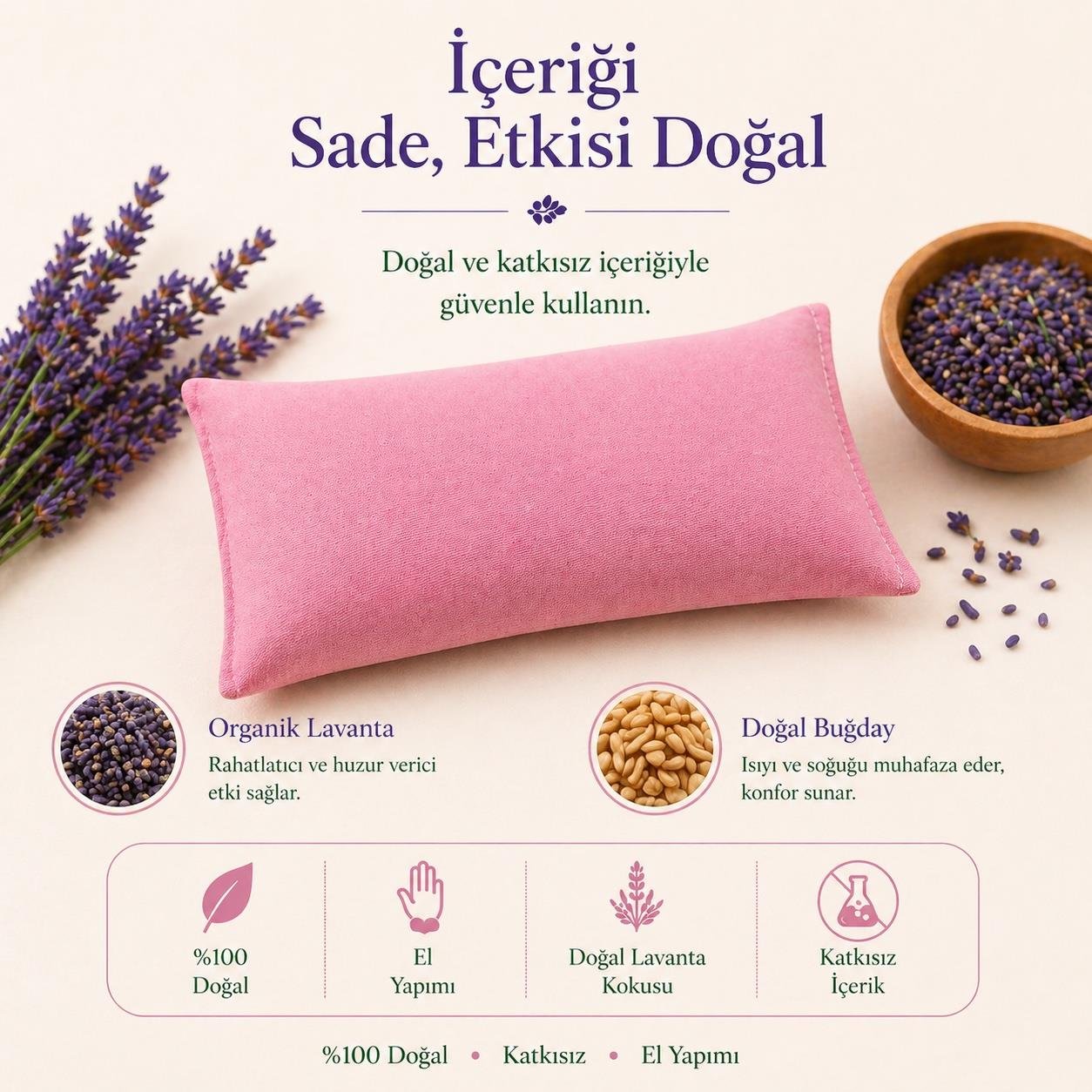 Lavanta Dolgulu Göz Yastığı-Pembe