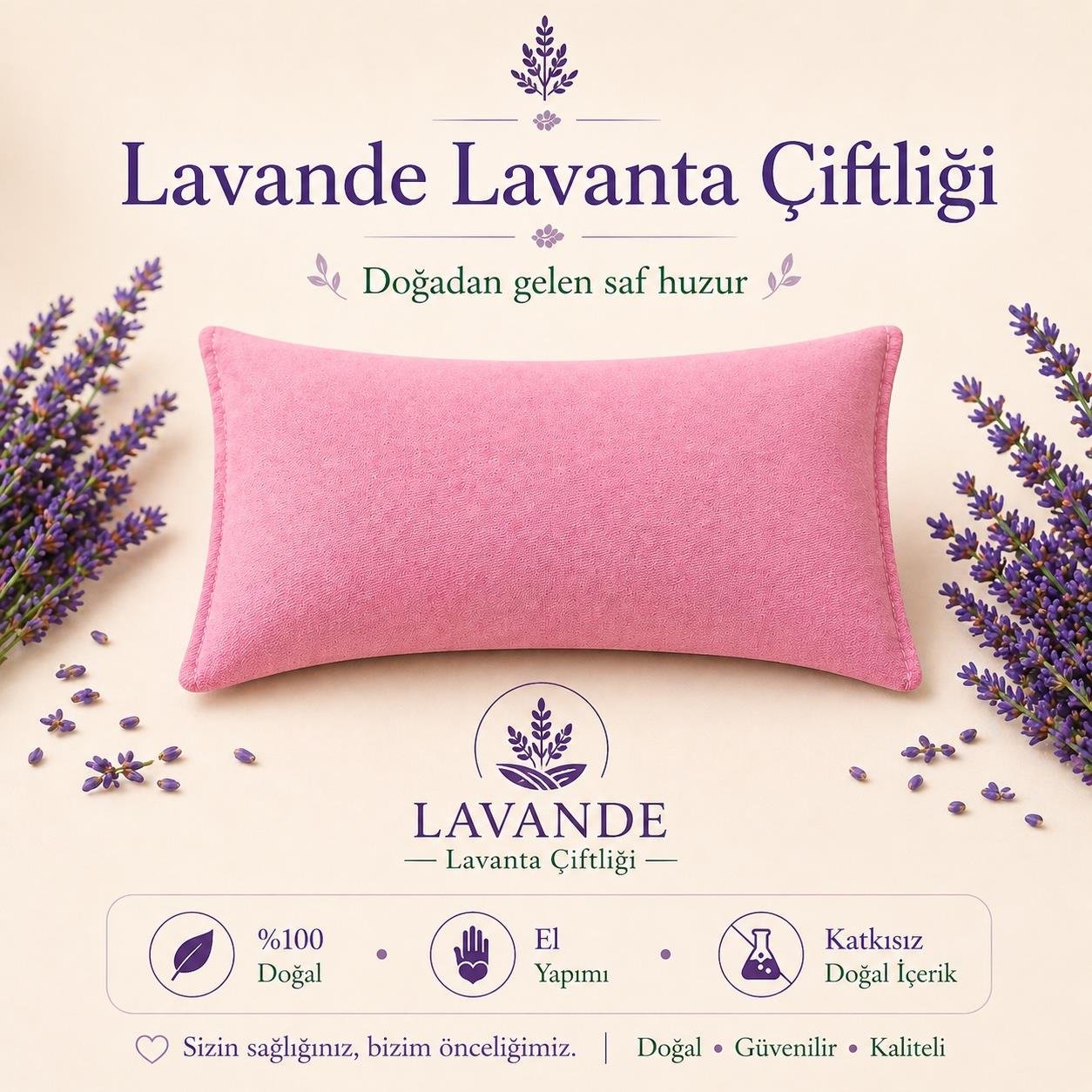 Lavanta Dolgulu Göz Yastığı-Pembe