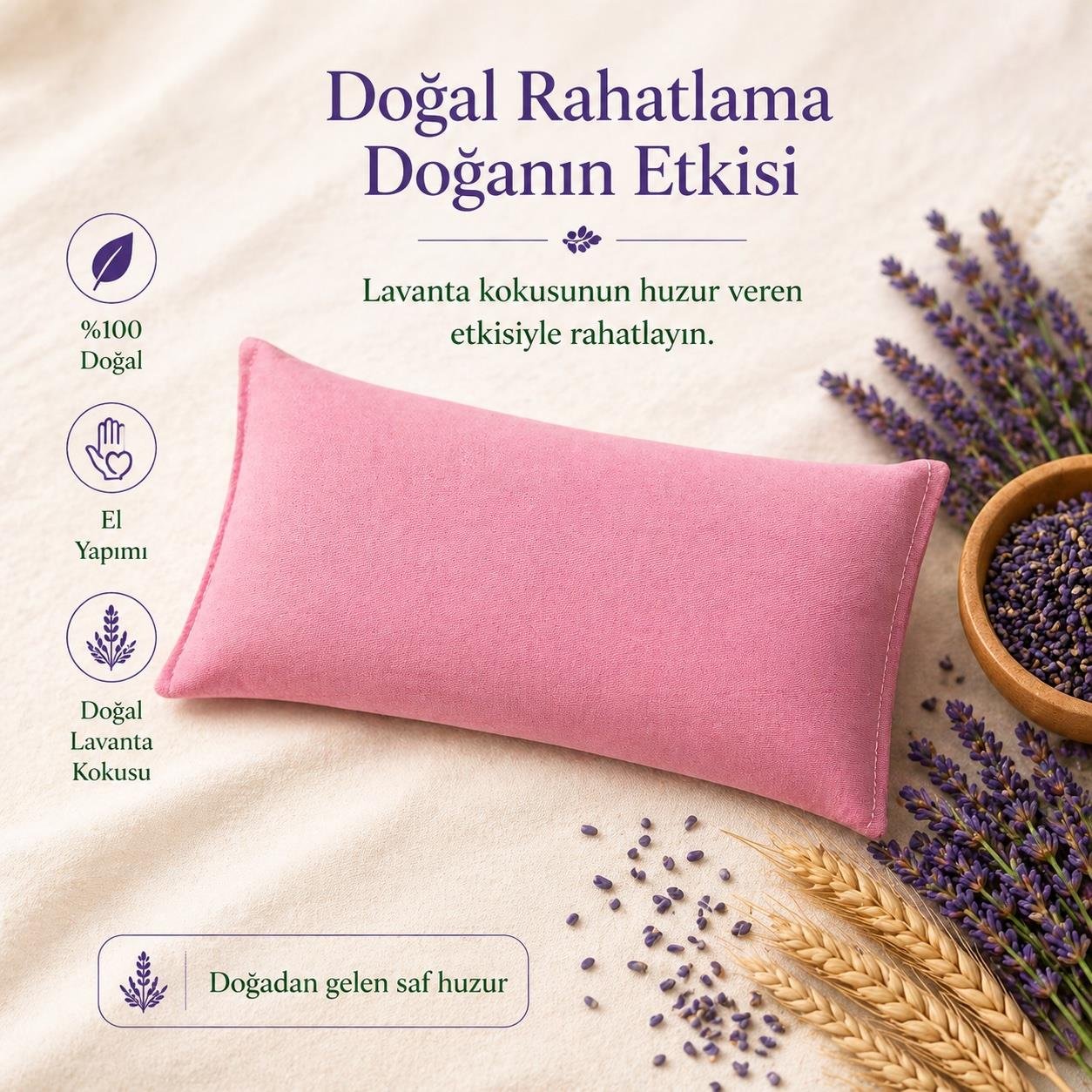 Lavanta Dolgulu Göz Yastığı-Pembe
