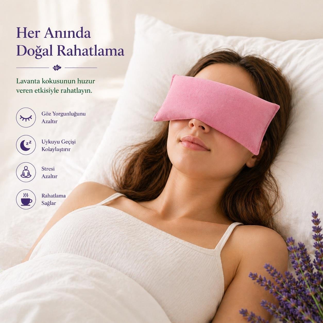 Lavanta Dolgulu Göz Yastığı-Pembe