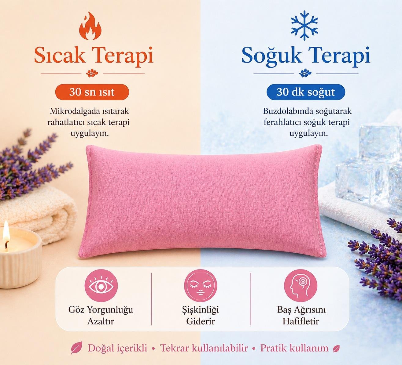 Lavanta Dolgulu Göz Yastığı-Pembe