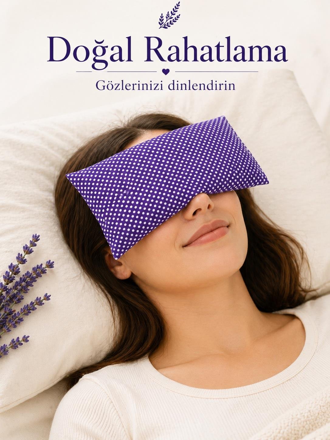 Lavanta Dolgulu Göz Yastığı - Puantiyeli