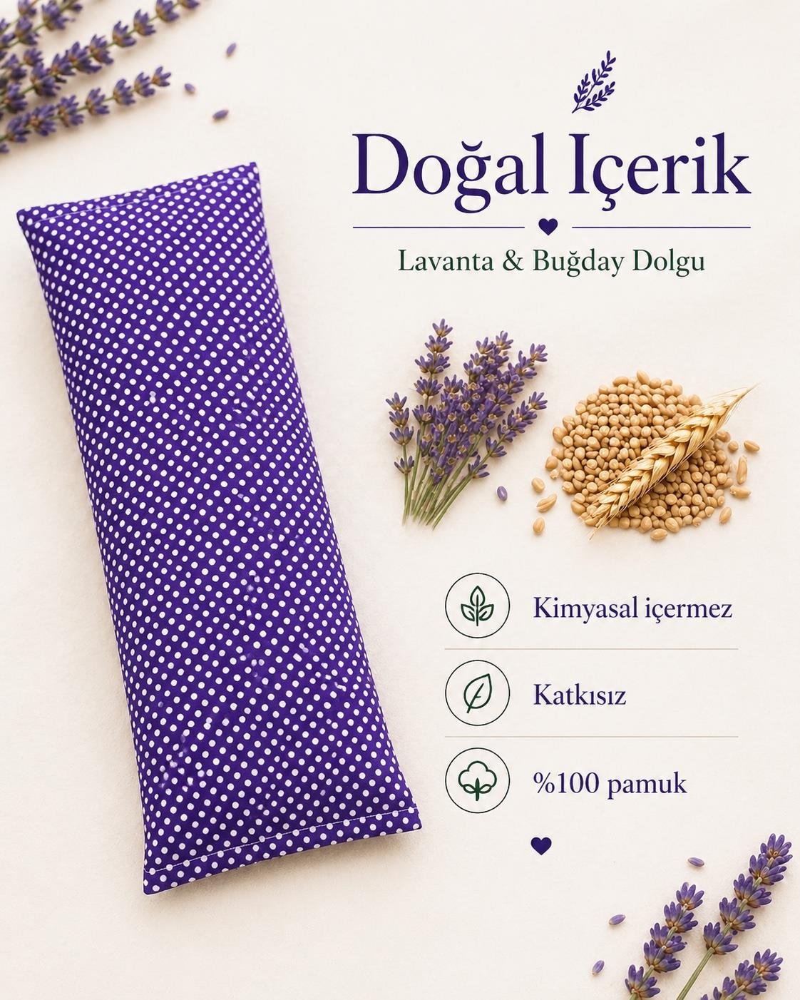 Lavanta Dolgulu Göz Yastığı - Puantiyeli