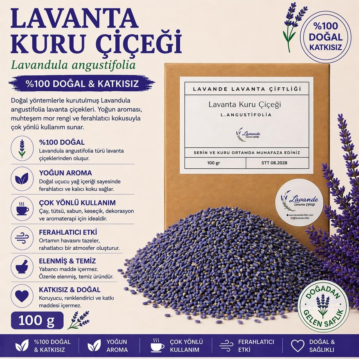 Lavanta Kuru Çiçeği 100 gr (2025 YENİ SEZON)