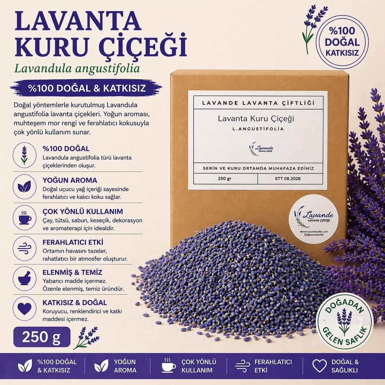 Lavanta Kuru Çiçeği 250 Gr. (2025 YENİ SEZON)