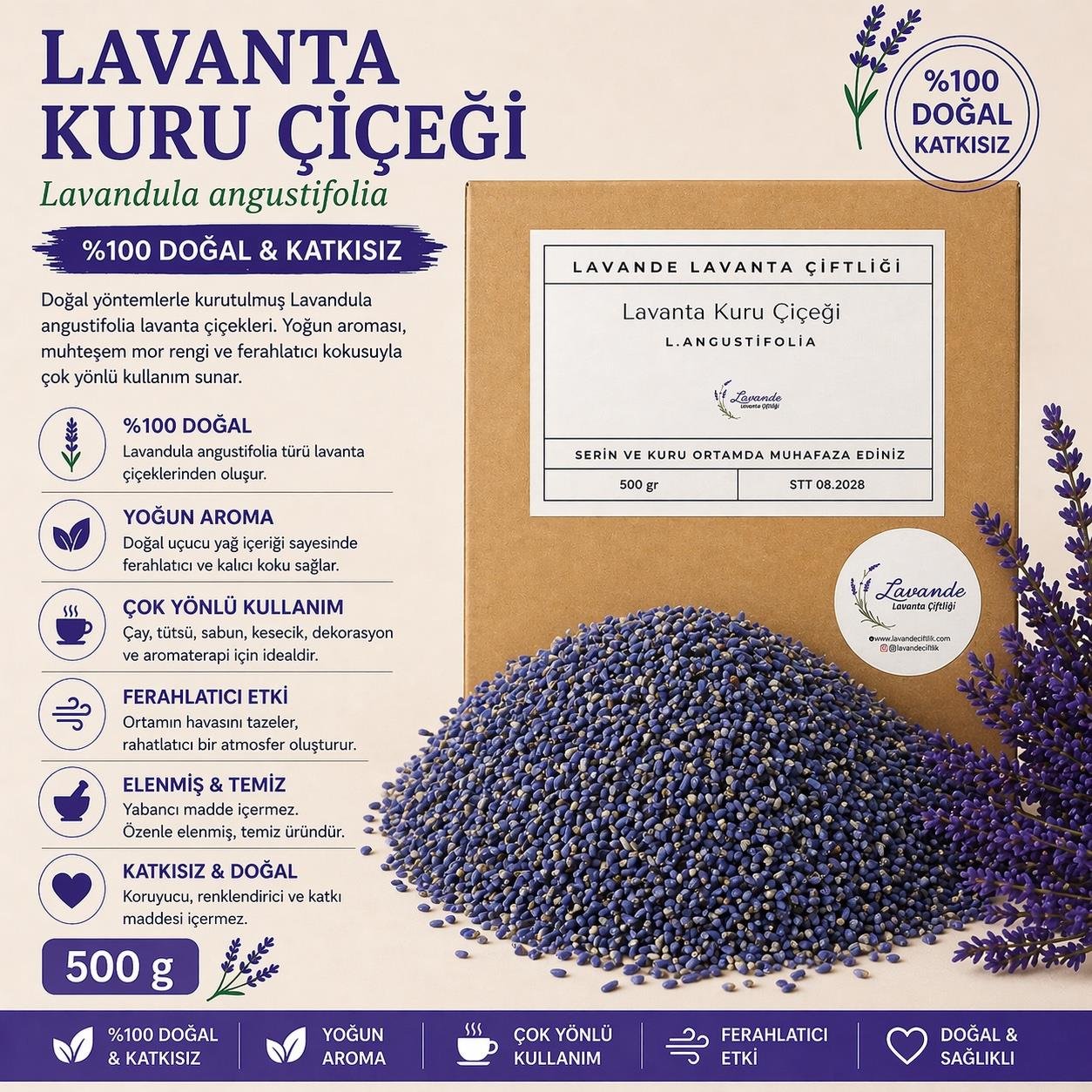 Lavanta Kuru Çiçeği 500 Gr. (2025 YENİ SEZON)
