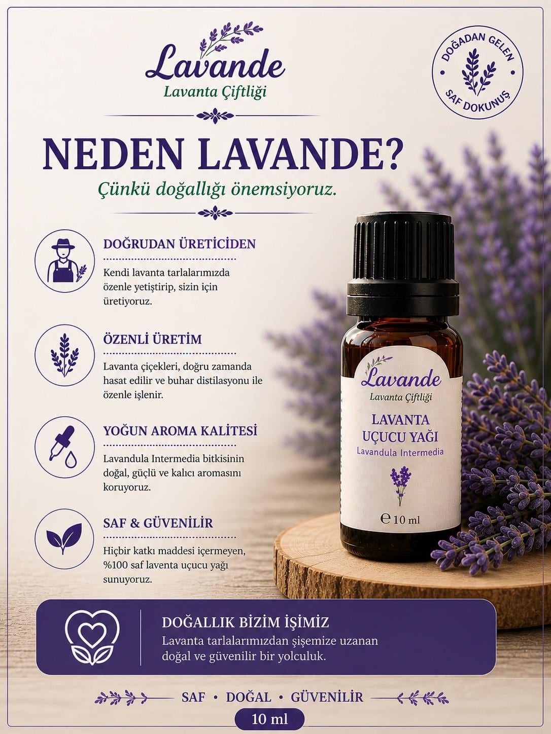 Lavanta Yağı (L. İntermedia) 10ml-İçten Damlalıklı