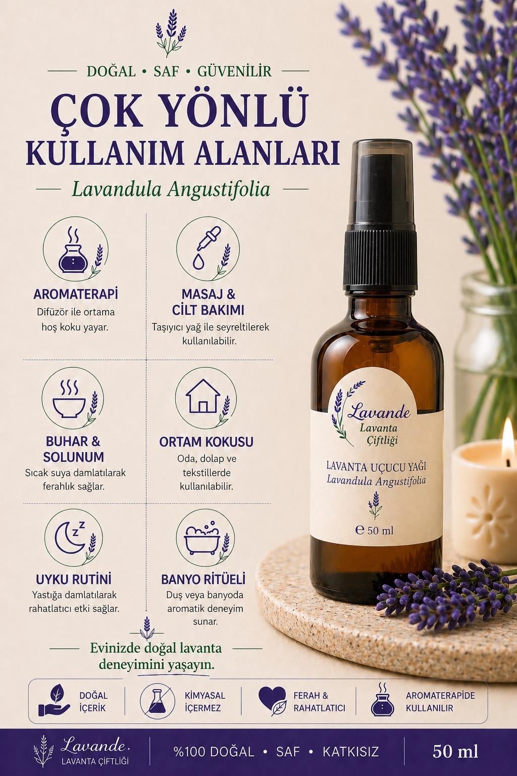 Lavanta Yağı (L. Angustifolia) 50ml-Sprey