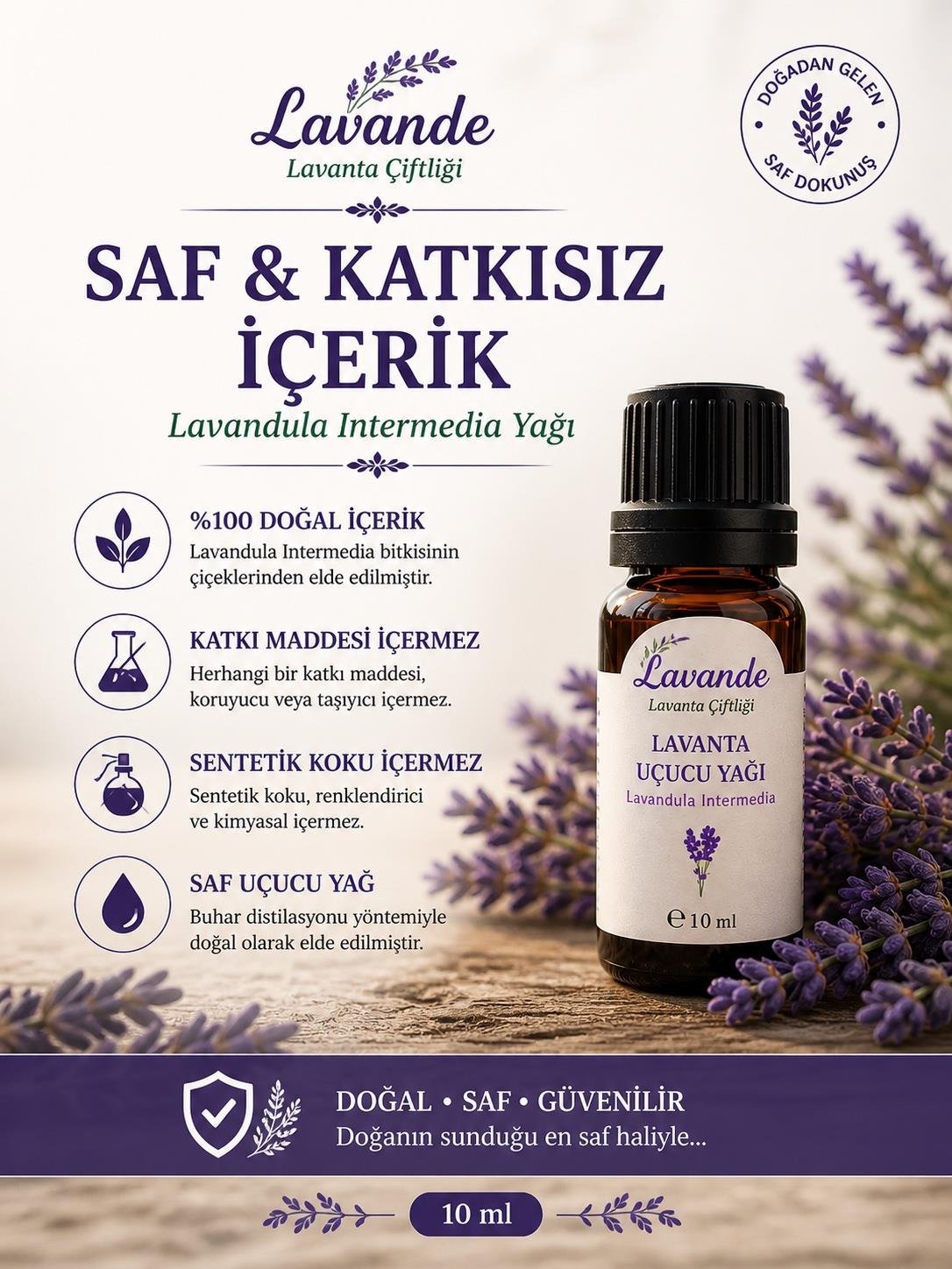 Lavanta Yağı (L. İntermedia) 10ml-İçten Damlalıklı