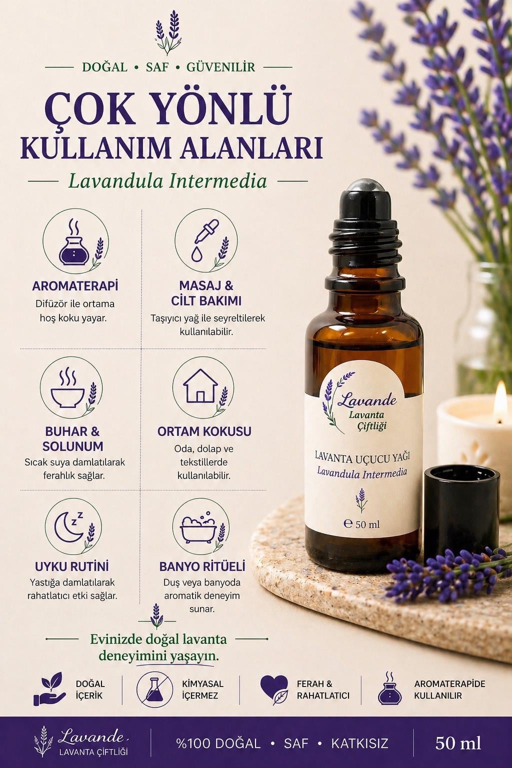 Lavanta Yağı (L.intermedia) 50 ml Roll on 