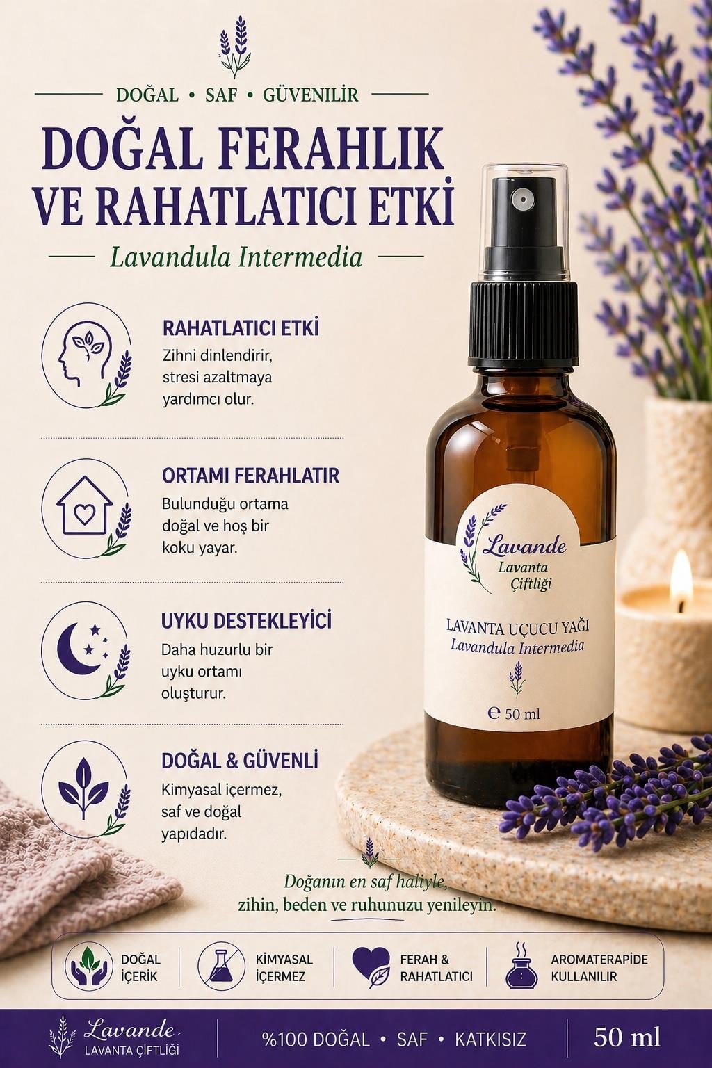 Lavanta Yağı (L. İntermedia) 50ml-Sprey