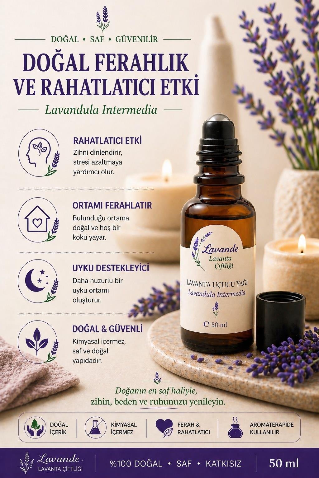 Lavanta Yağı (L.intermedia) 50 ml Roll on 