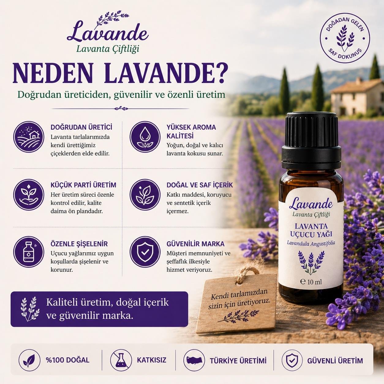 Lavanta Yağı (L. Angustifolia) 10ml-İçten Damlalıklı